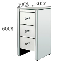 Free Shipping Modern Bedroom Furniture 3 Drawer Mirrored Glass Nightstand Bedside Table